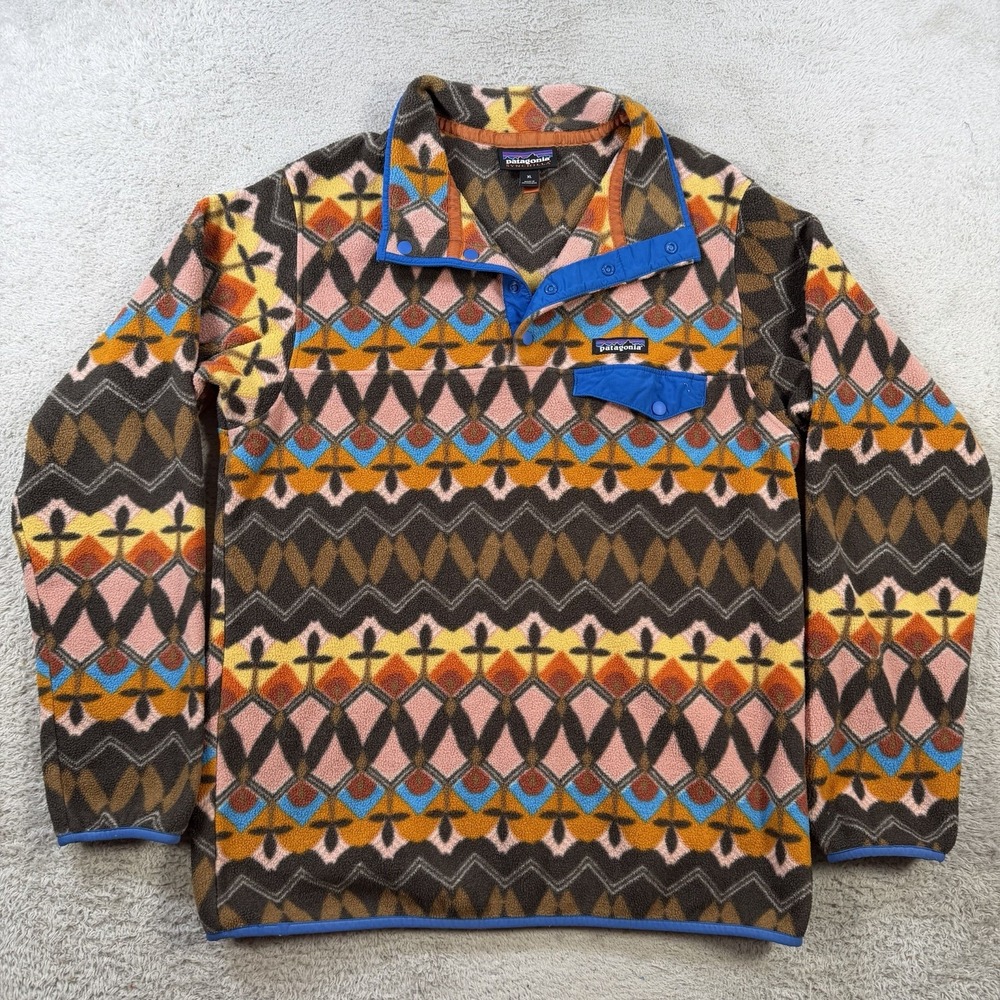 Patagonia Synchilla Pullover Womens XL Big Anthos Aztec 1/4 Snap T Fleece
